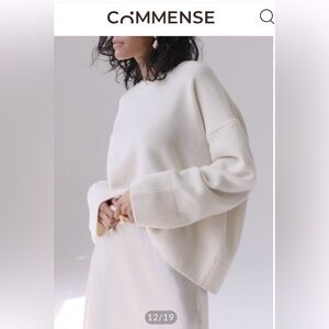 Commense White Oversized Pullover Sweater